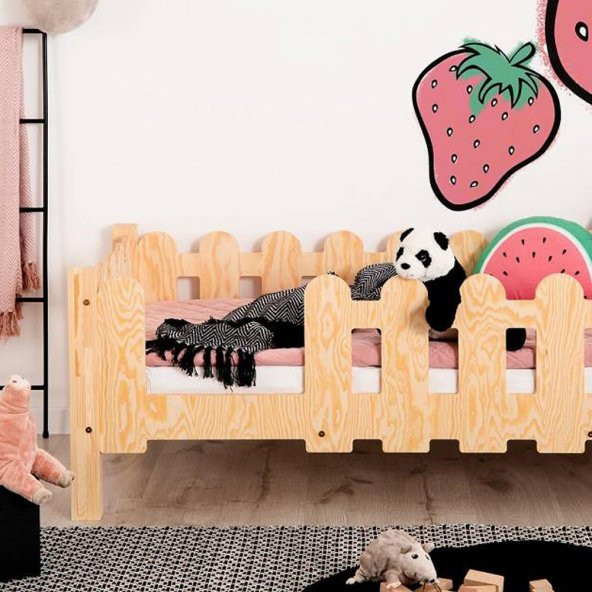 Markaawm Montessori Yatak Çocuk ve Bebek Karyola Doğal Çam Violet - 3