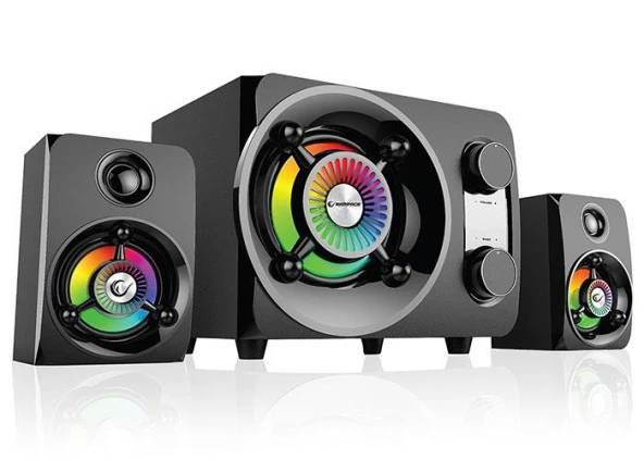 Rampage RMS-G8 2+1 25W Bluetooth+USB-SD-FM Rainbow Siyah Led Işıklı Gaming Speaker