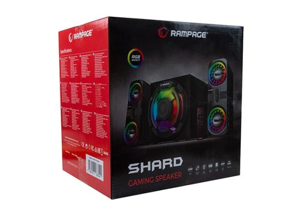 Rampage Rms-311 Shard 2+1 80W Siyah Usb,Fm,Bluetooth,Hmdı,Optica Rgb Işıklı Speaker - 4