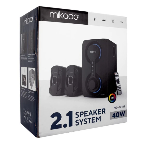 Mikado Md-221Bt 2+1 40W Siyah Usb+Tf Cart+Fm+Bluetootk Speaker - 6