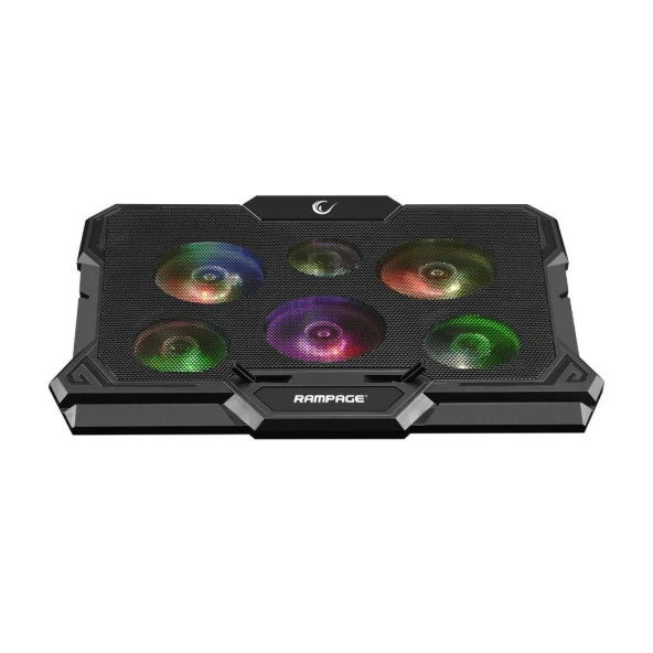 Rampage AD-RC10 X-GUST Siyah 6 Fanlı Rainbow Işıklandırmalı Notebook Soğutucu Stand