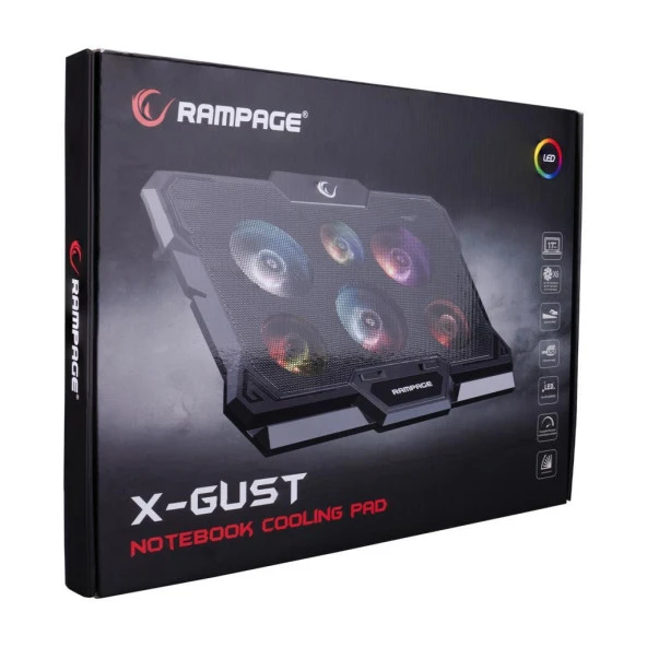 Rampage AD-RC10 X-GUST Siyah 6 Fanlı Rainbow Işıklandırmalı Notebook Soğutucu Stand - 5
