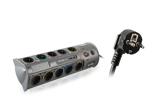 S-link Swapp SP10AF_USB 3.1A 1.8m 1.5mm2 10Lu Akım Kor. Gri + 2 U