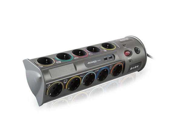 S-link Swapp SP10AF_USB 3.1A 1.8m 1.5mm2 10Lu Akım Kor. Gri + 2 U - 2