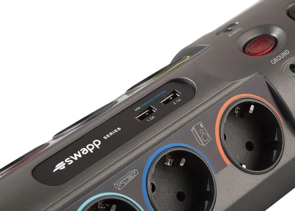 S-link Swapp SP10AF_USB 3.1A 1.8m 1.5mm2 10Lu Akım Kor. Gri + 2 U - 4