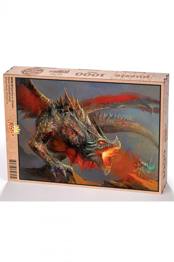 King Of Puzzle Ejderha Ve Şövalye Ahşap Puzzle 1000 Parça - 1