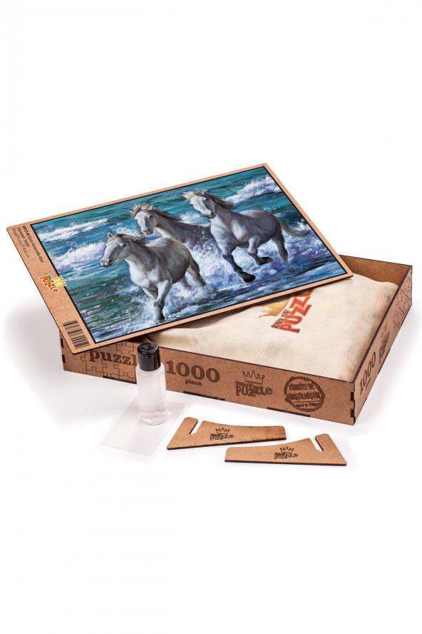 King Of Puzzle Deniz Kenarında Atlar Ahşap Puzzle 1000 Parça - 2