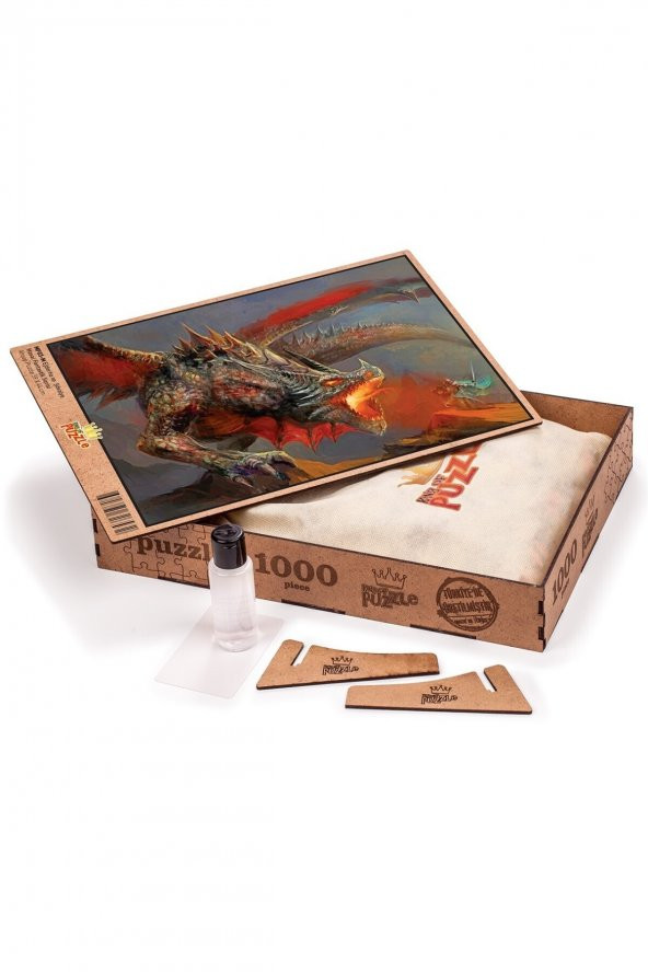 King Of Puzzle Ejderha Ve Şövalye Ahşap Puzzle 1000 Parça - 2