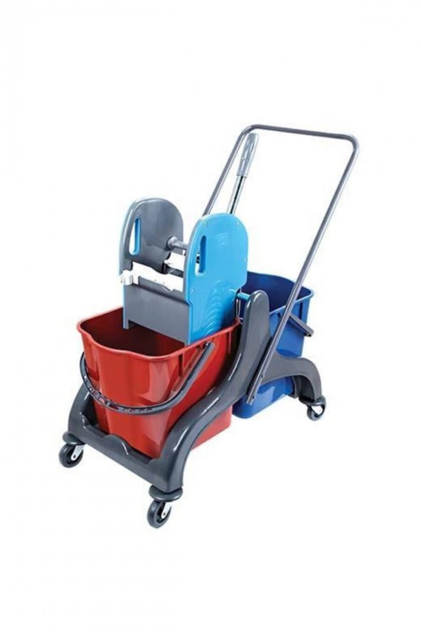 Üçtem Plastik Rindo Ck750 Plastik Taşıyıcı Plastik Pres Çift Kovalı Temizlik Arabası