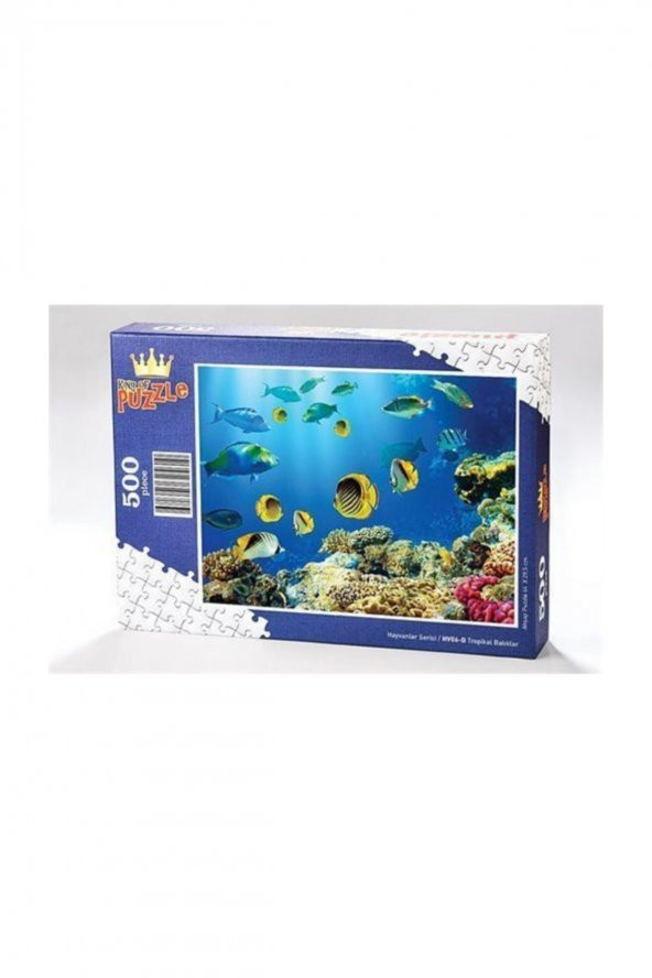 King Of Puzzle Tropikal Balıklar Ahşap Puzzle 500 Parça (HV06-D)