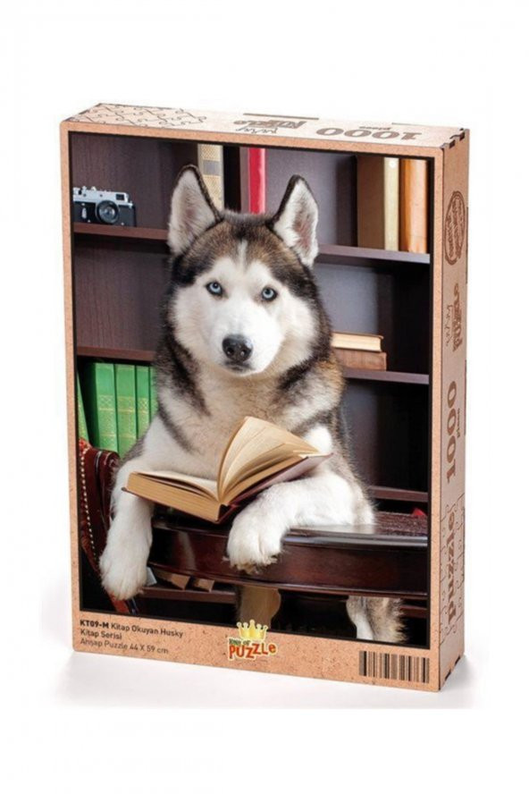 King Of Puzzle Kitap Okuyan Husky Ahşap Puzzle 1000 Parça (KT09-M) - 2