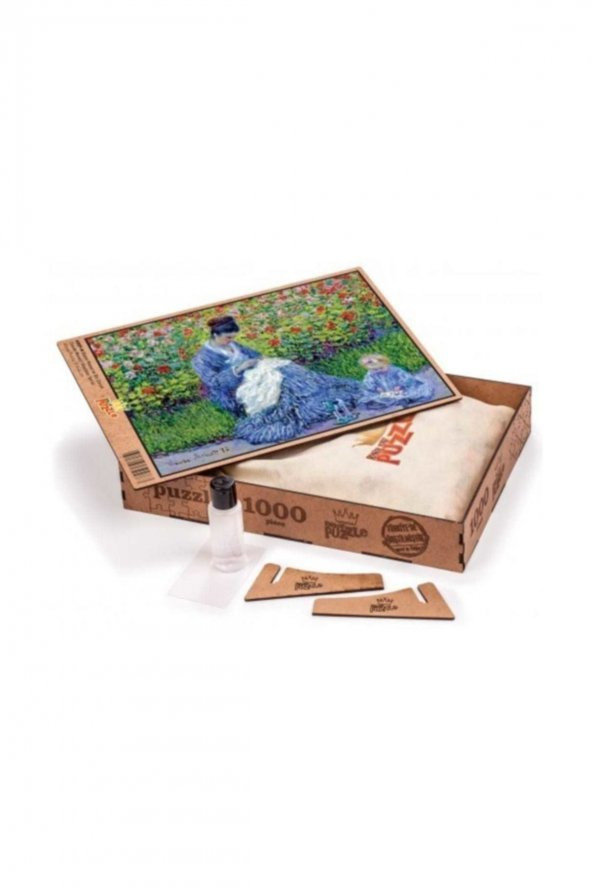 King Of Puzzle Bayan Monet ve Bir Çocuk - Claude Monet Ahşap Puzzle 1000 Parça (KR09-M)