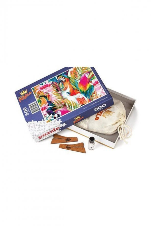 King Of Puzzle Renkli Papağanlar Ahşap Puzzle 500 Parça (HV10-D) - 1