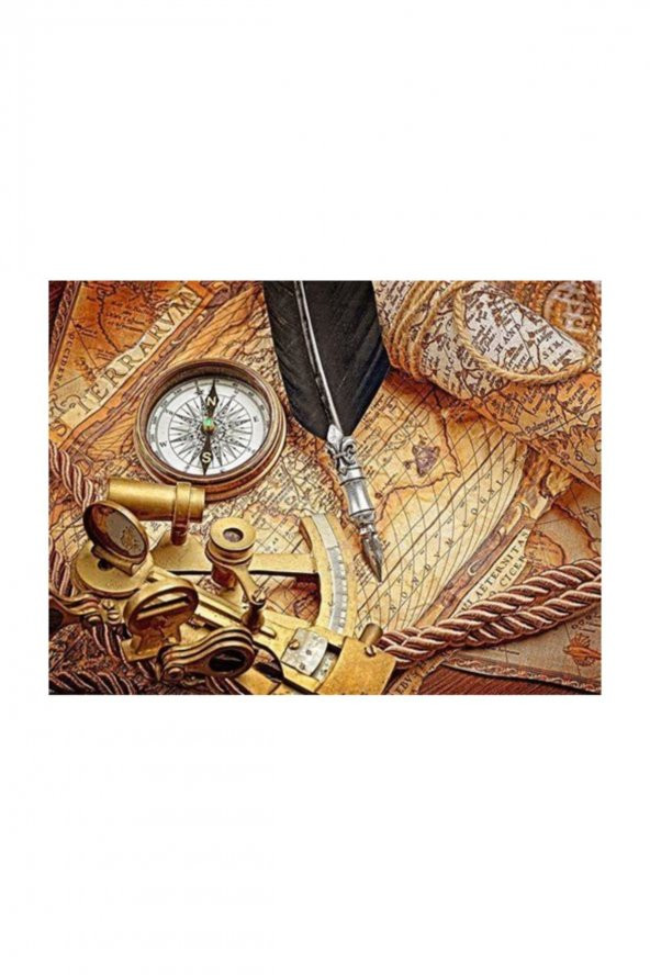 King Of Puzzle Pusula ve Harita Ahşap Puzzle 1000 Parça (HR05M) - 2