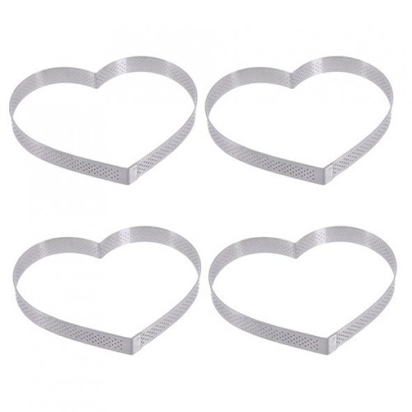 Narkalıp Delikli Kalp Modeli Tart Kalıbı  4 lü ürün görseli