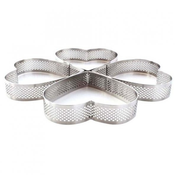 Narkalıp Delikli Kalp Modeli Tart Kalıbı  4 lü - Resim 2