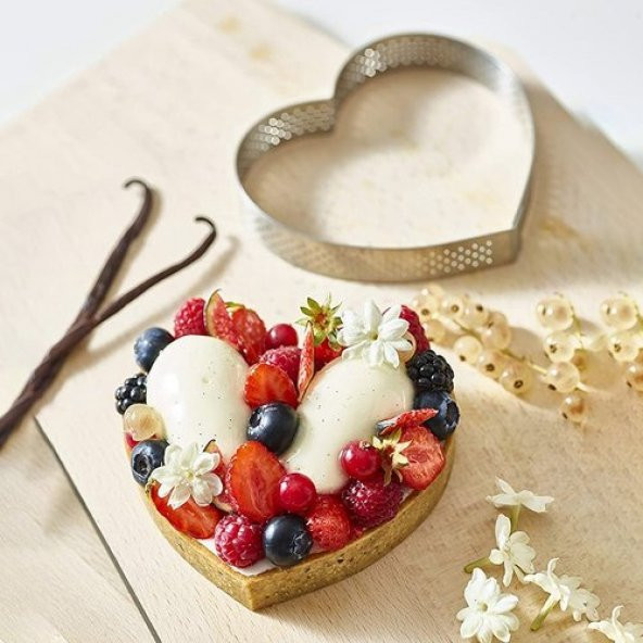 Narkalıp Delikli Kalp Modeli Tart Kalıbı  4 lü - Resim 3