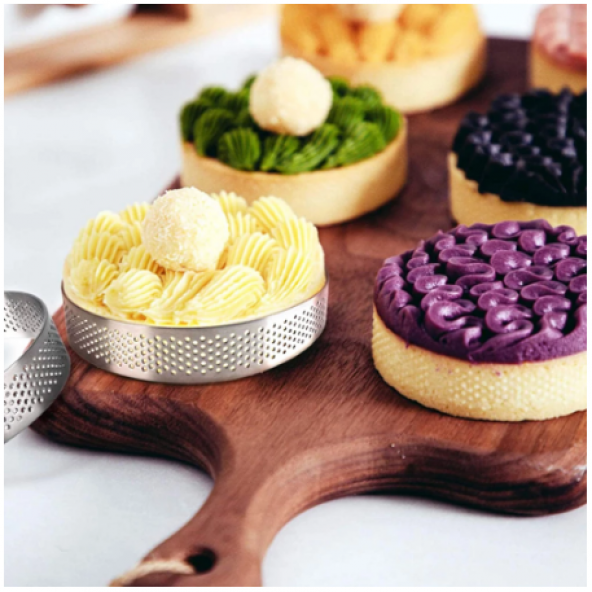 Narkalıp Kare,Yuvarlak Üçgen Delikli Tart Kalıbı 6 Lı - Resim 2