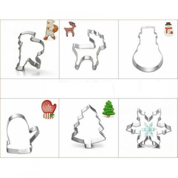 Narkalıp Yılbaşı Kurabiye Kalıbı 6 Lı Set ( Paslanmaz Çelik ) ürün görseli