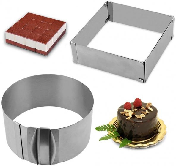 Narkalıp Kek Kalıbı Kare, Yuvarlak ve Destere 3 Lü Set Derinlik 8cm - 2