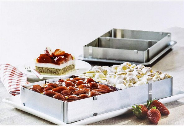 Narkalıp Dikdörtgen Bölmeli Kek Kalıbı Derinlik 10 cm - Resim 6