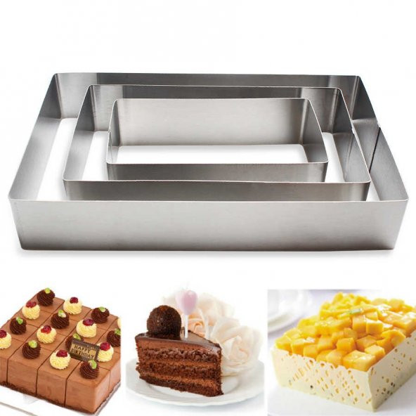 Dikdörtgen Kek Kalıbı 3 Lü Set Derinlik 8cm