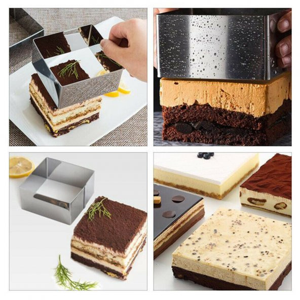 Narkalıp Kare Kek Kalıbı 3 Li Set Derinlik 8cm - Resim 6