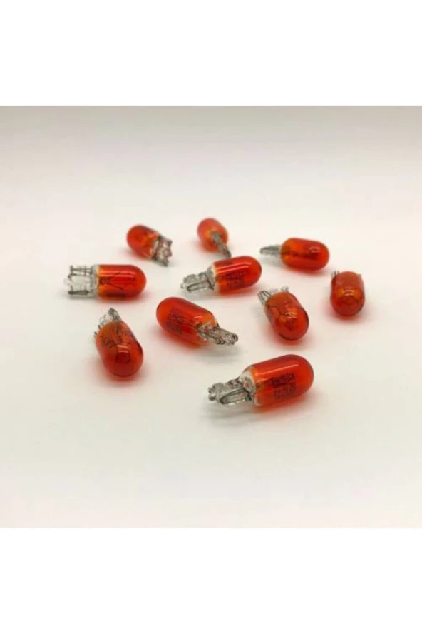 10 Adet 12v T10 W5w Dipsiz Park Gösterge Ampulü Turuncu