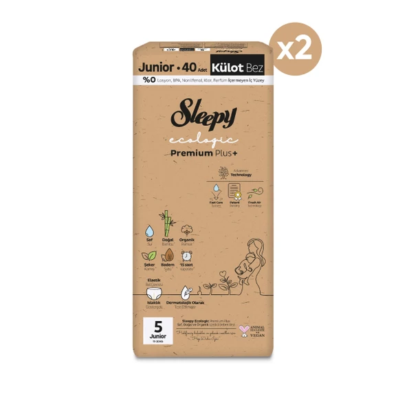 Sleepy Ecologic Premium Plus Süper Paket Külot Bez 5 Numara Junior 80 Adet