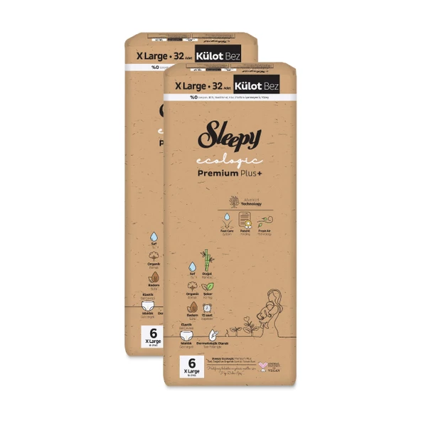 Sleepy Ecologic Premium Plus Süper Paket Külot Bez 6 Numara Xlarge 64 Adet - 3
