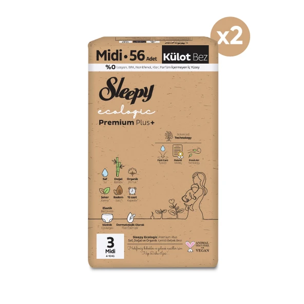 Sleepy Ecologic Premium Plus Süper Paket Külot Bez 3 Numara Midi 112 Adet - 2