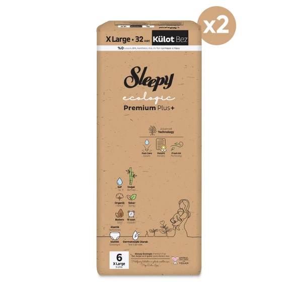 Sleepy Ecologic Premium Plus Süper Paket Külot Bez 6 Numara Xlarge 64 Adet - 2