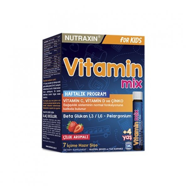 Nutraxin Vitamin Mix For Kids 7 x 25 ml Içime Hazır Şişe - Çilek Aromalı