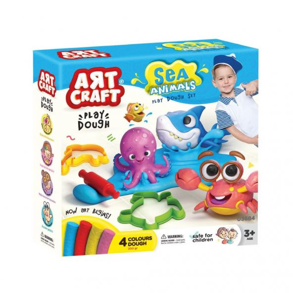 03684 Art Craft Deniz Hayvanları Hamur Set 200 gr -Dede