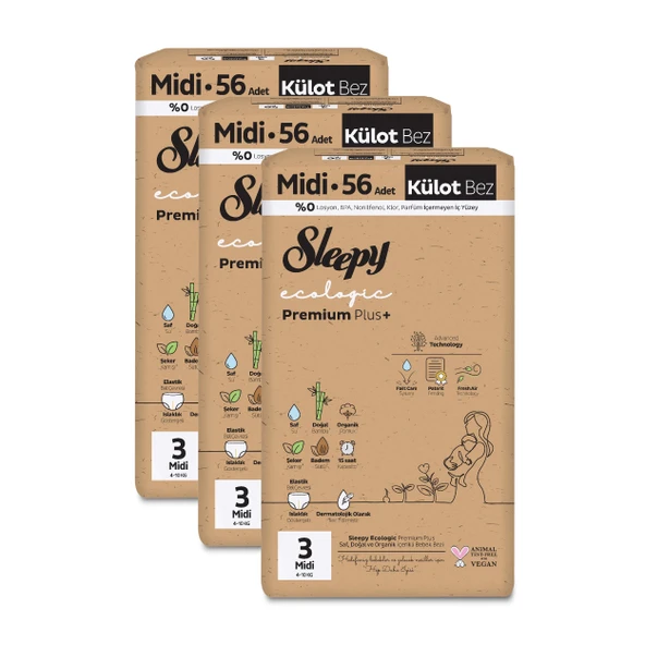 Sleepy Ecologic Premium Plus Avantajlı Paket Külot Bez 3 Numara Midi 168 Adet - 3