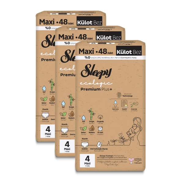 Sleepy Ecologic Premium Plus Avantajlı Paket Külot Bez 4 Numara Maxi 144 Adet - 3