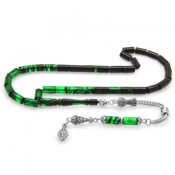 Nipora Kararmaz Metal Anadolu Desen Püsküllü Kesme Kesim Süzme Yeşil-Siyah Sıkma Kehribar