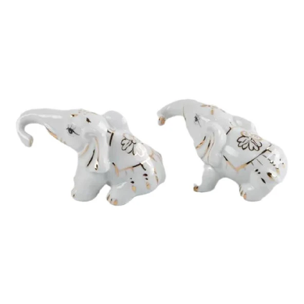 Porselen İkili Fil Biblo - Resim 3