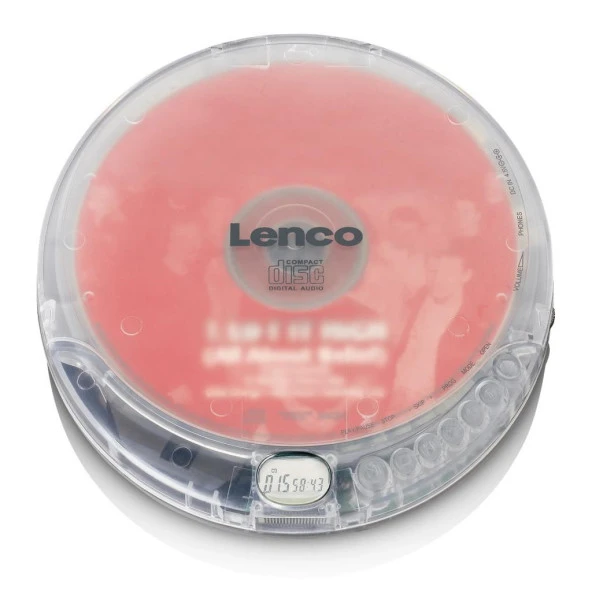 Lenco Taşınabilir CD Çalar Discman Şarj Özellikli Transparan Şeffaf CD-012TR