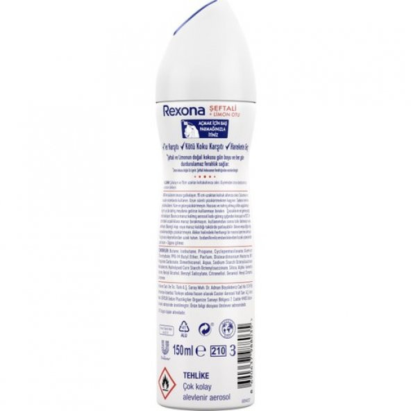 Rexona Motionsense Kadın Sprey Deodorant Natural Fresh Şeftalı + Limon Otu Tozu 150 ml - 6