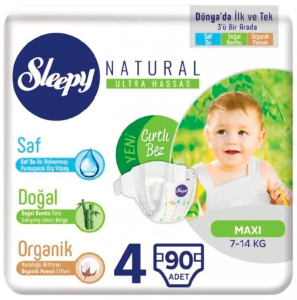Sleepy Natural Bebek Bezi 4 Numara Maxi 90 Adet
