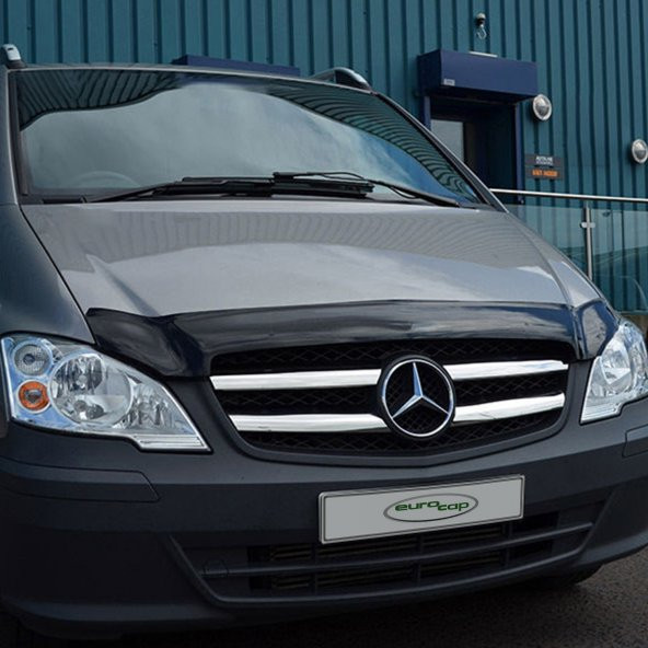 Mercedes Vito W639 Ön Kaput Maskesi Koruma Rüzgarlığı Deflektör 3mm Akrilik Parlak Siyah 2011-2014 - 2