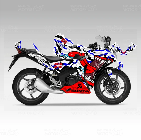 Honda CBR 125 R Asphalt Monster Desing Sticker Set Mavi Detaylı