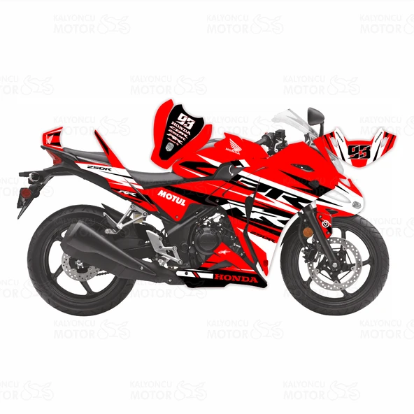 Honda CBR 250 R Eski Kasa RR Lines Design Sticker Set Kırmızı-Siyah-Beyaz