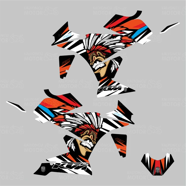 KTM RC 250 Race Stripes Design Sticker Set Turuncu-Siyah-Beyaz (2014-2016) - 2
