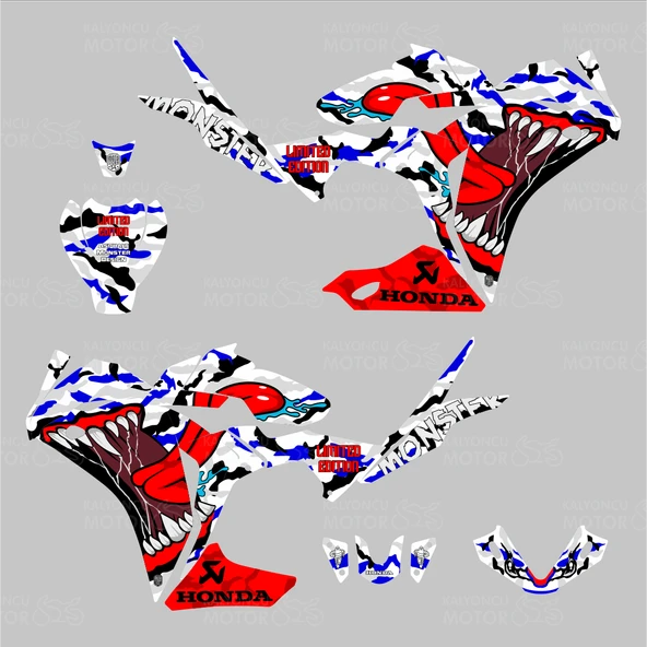 Honda CBR 125 R Asphalt Monster Desing Sticker Set Mavi Detaylı - 2