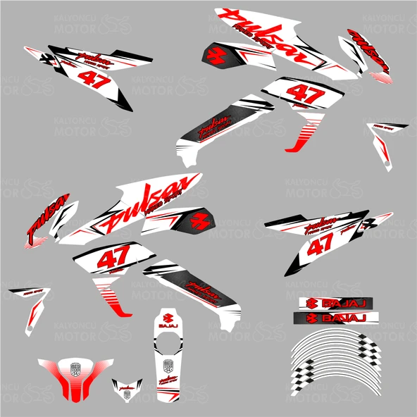 Bajaj Pulsar 200 NS Naked Sport White Design Sticker Set No:47 - 2