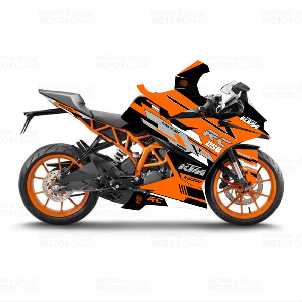 KTM RC 250 Race Stripes Design Sticker Set Turuncu-Siyah-Beyaz (2014-2016)