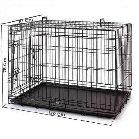 Metal Kedi Köpek Kafesi 120x75x84cm Siyah - 2