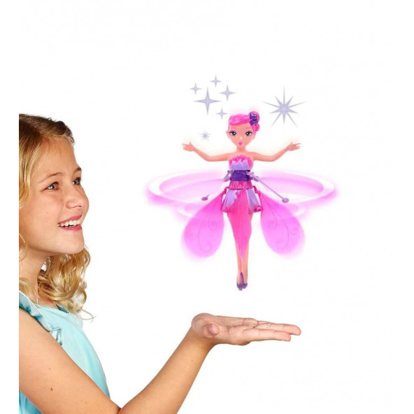 Işıklı Şarjlı Sihirli Kanatlı Uçabilen Prenses Uçan Peri Kızı Bebek Eğitici Oyuncak Pembe